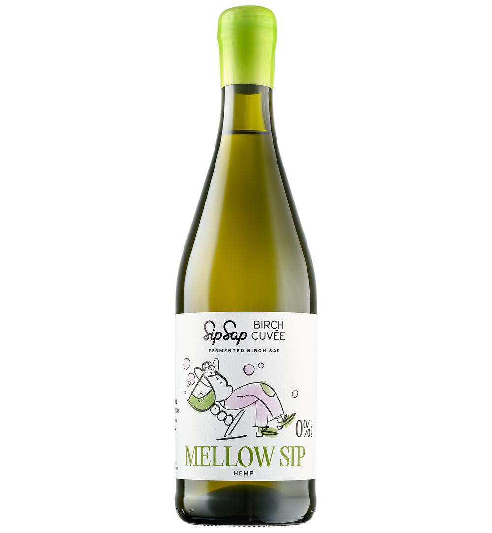 Mellow Sip. Fermentuota beržų sula su kanapių žiedų arbata